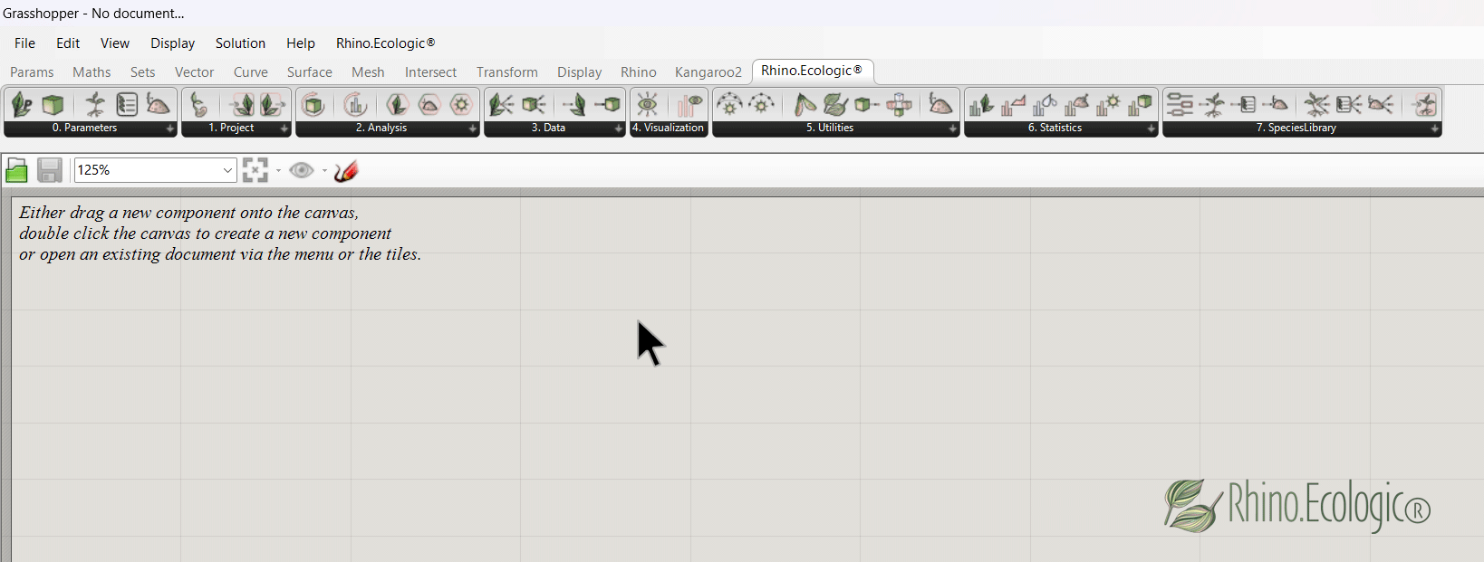 Placing a Rhino.Ecologic component on the Grasshopper canvas